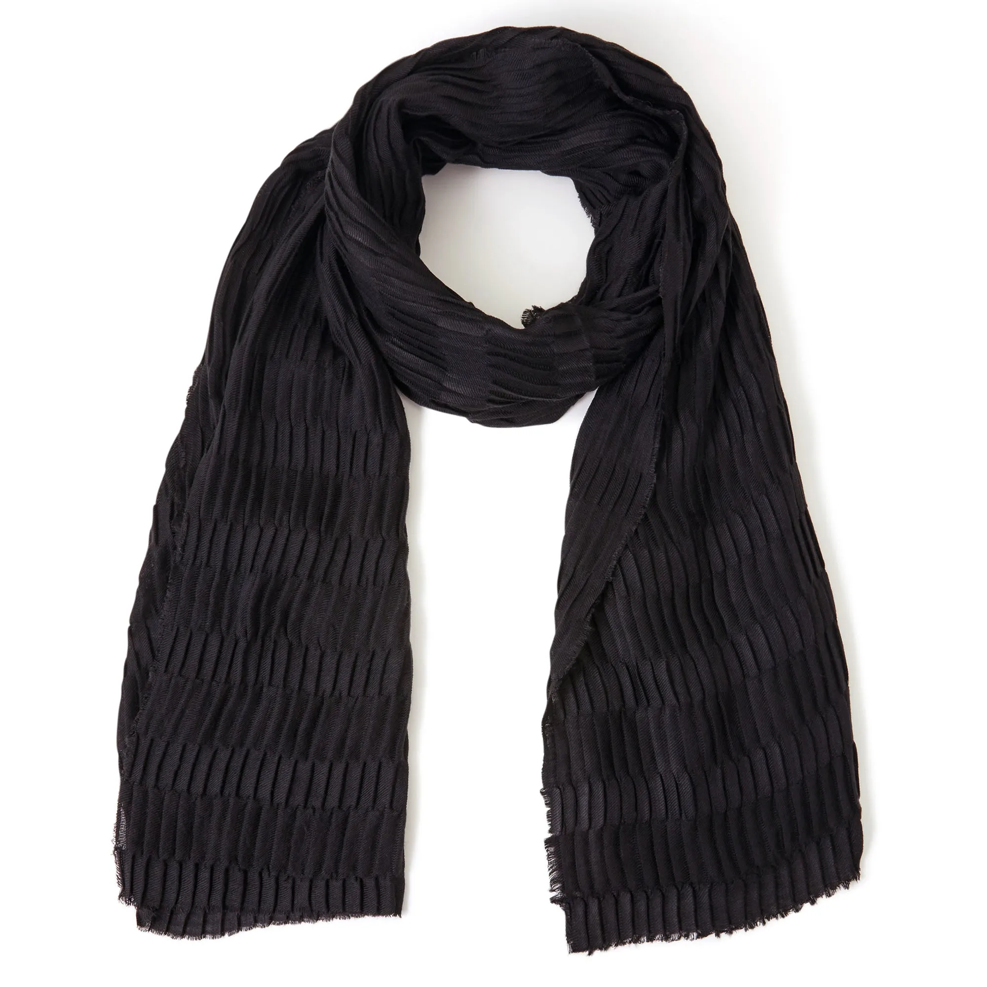 Accessorize London Women's Black Textured Pleat Scarf