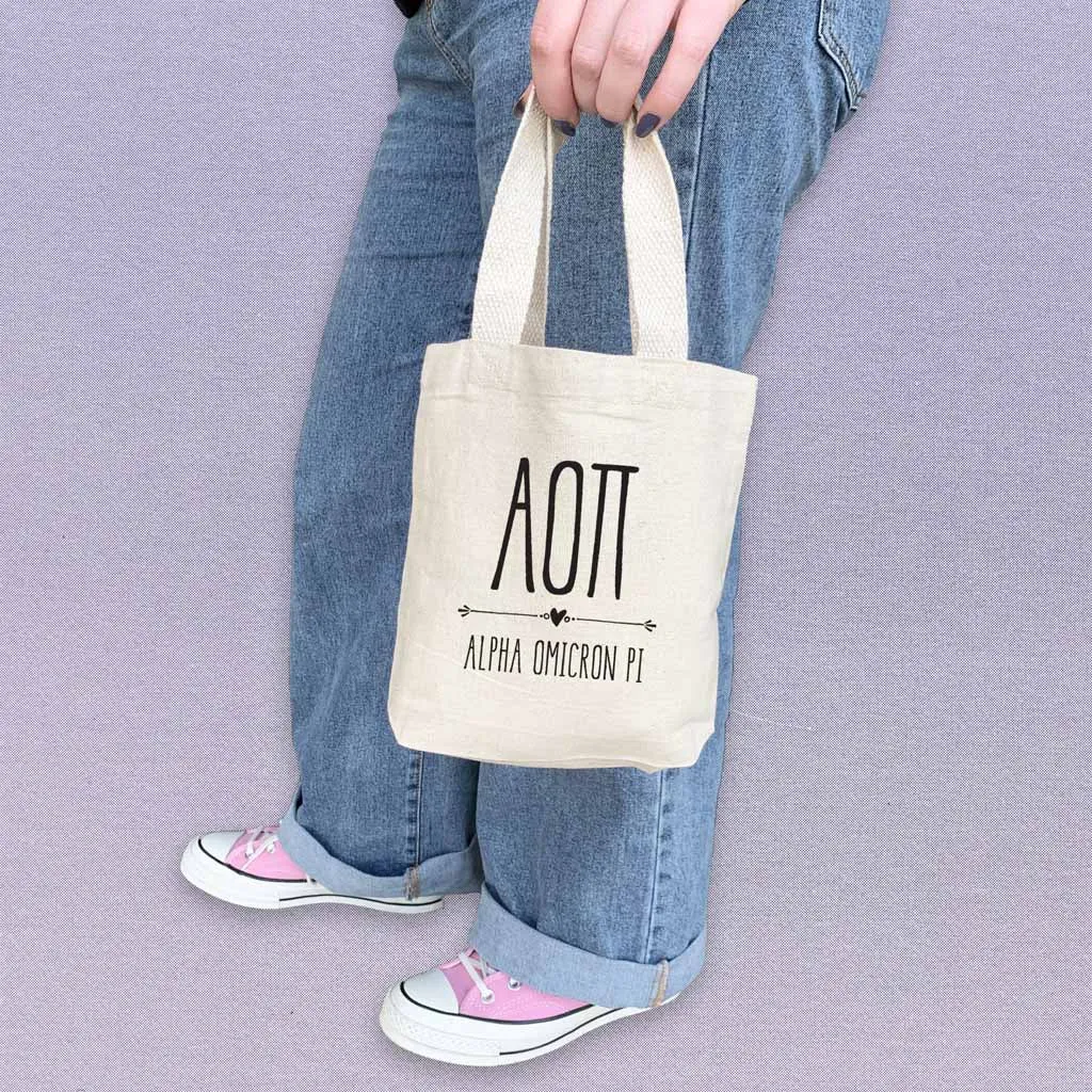 Alpha Omicron Pi Boho Design on Mini Tote Gift Bag