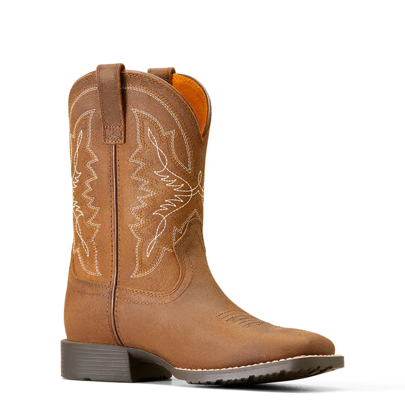 'Ariat' Youth 8.5 Hybrid Rancher Western Square Toe - Distressed Tan