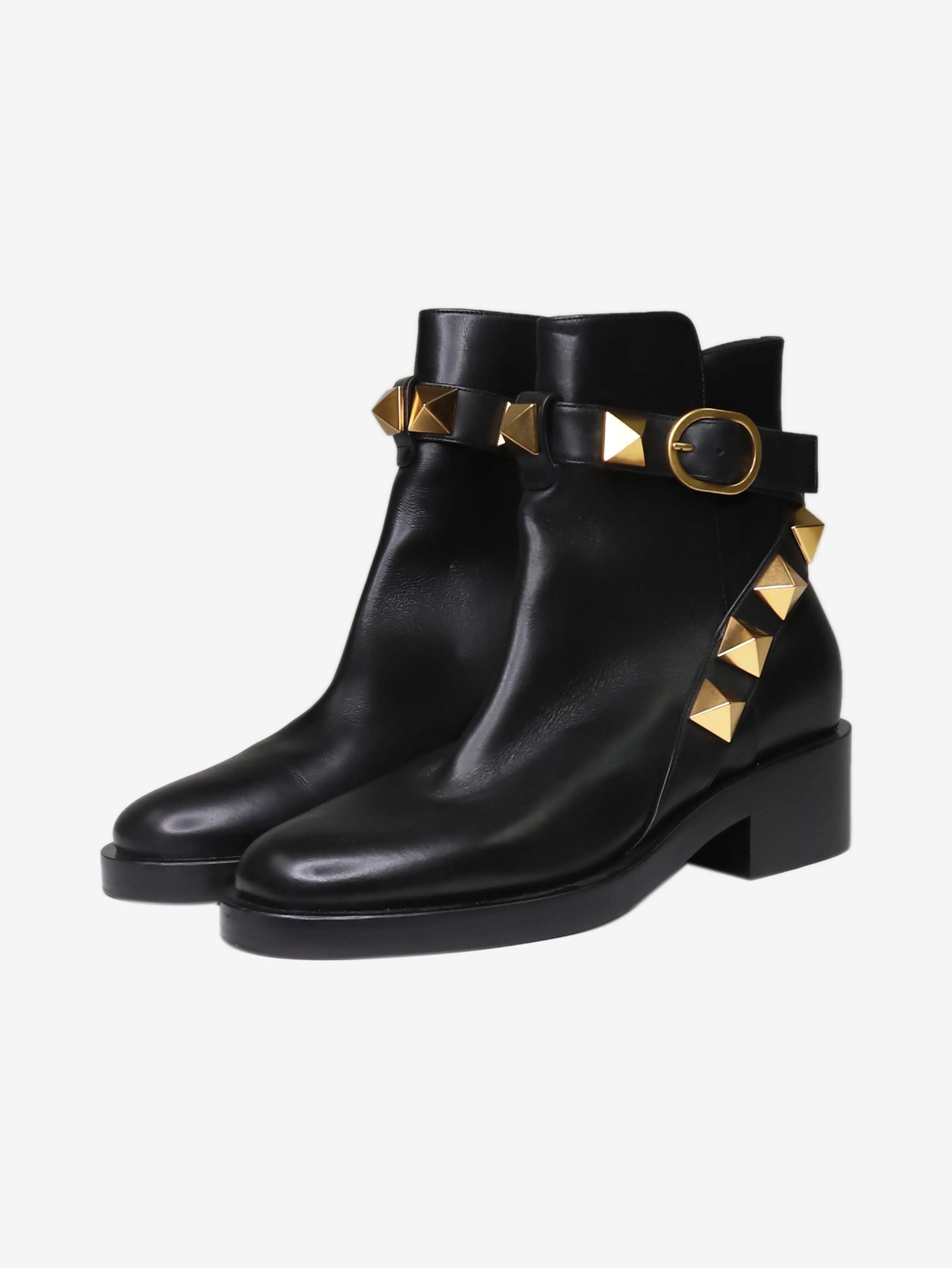 Black leather Rockstud ankle boots - size EU 38