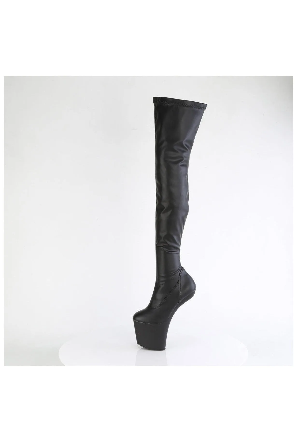 CRAZE-3000 Black Faux Leather Thigh Boot