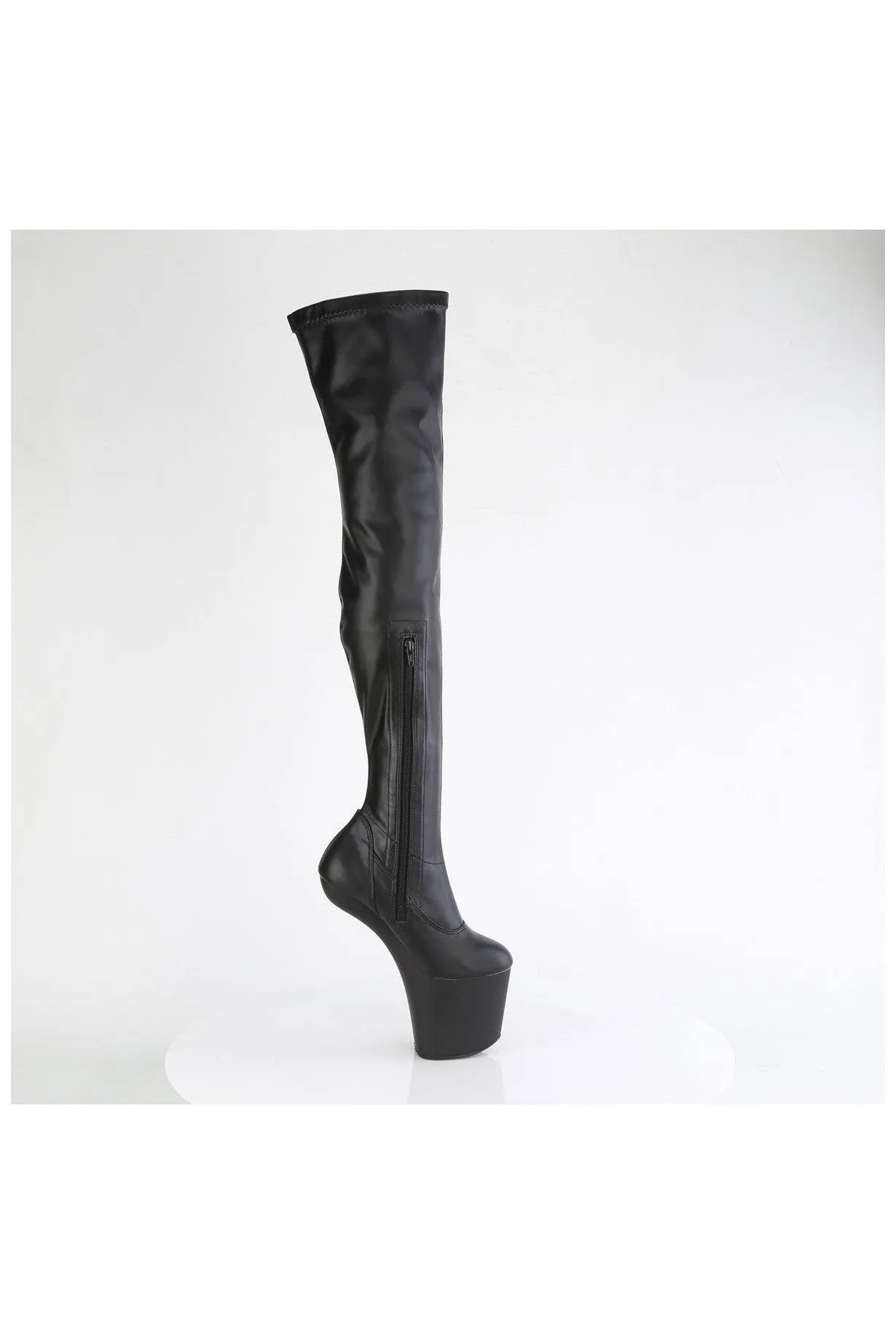 CRAZE-3000 Black Faux Leather Thigh Boot