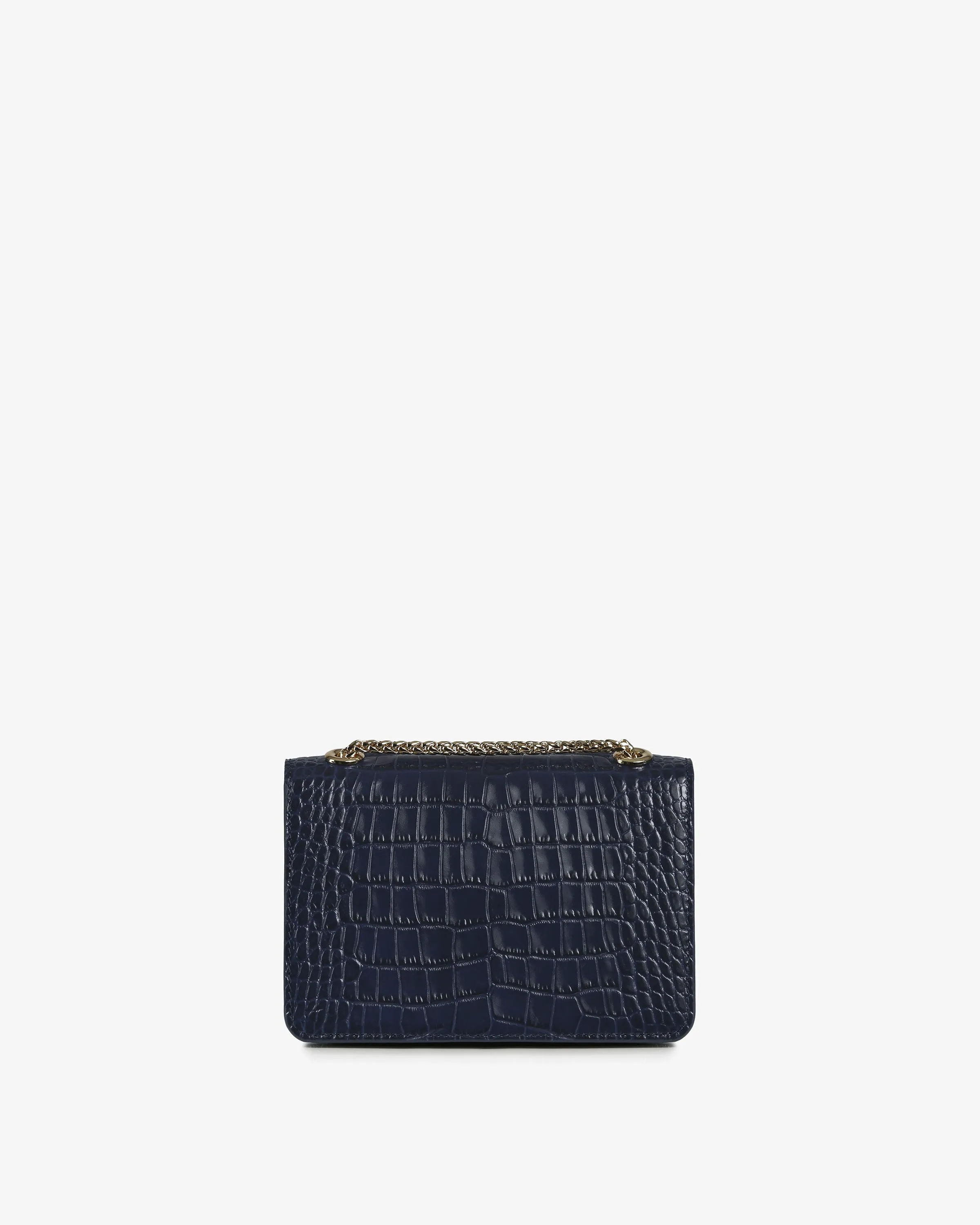 East/West Mini - Croc-Embossed Leather Navy