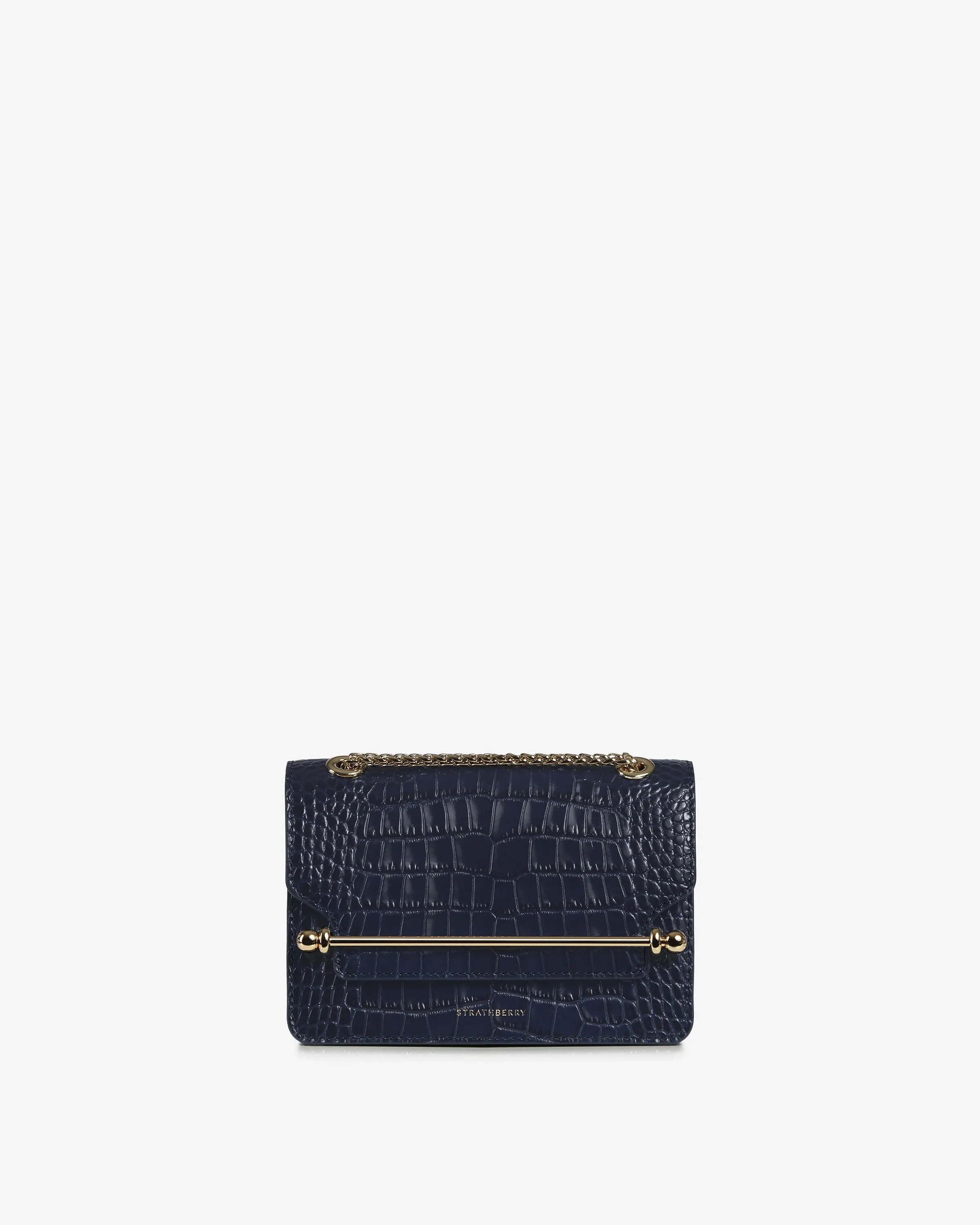 East/West Mini - Croc-Embossed Leather Navy