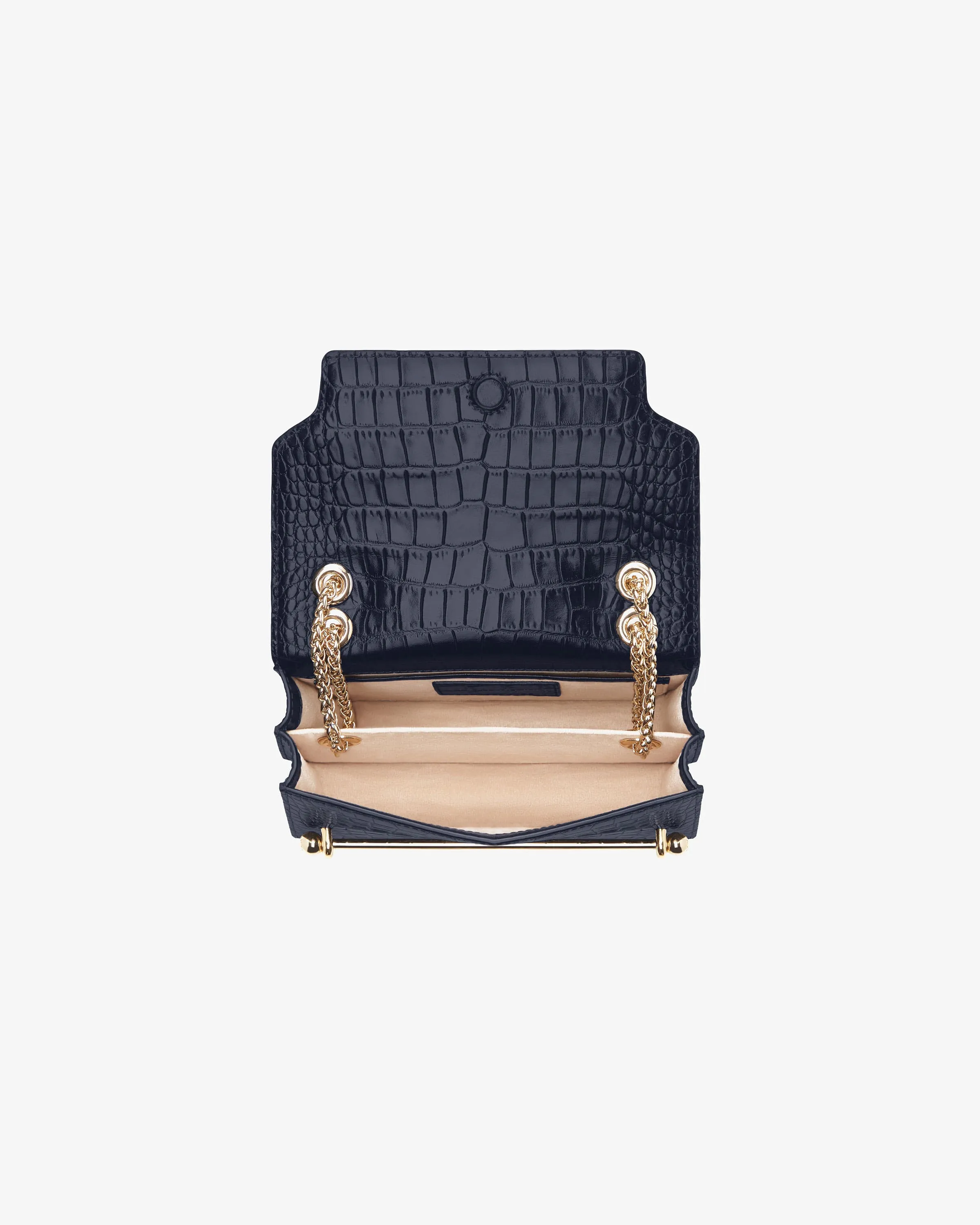 East/West Mini - Croc-Embossed Leather Navy