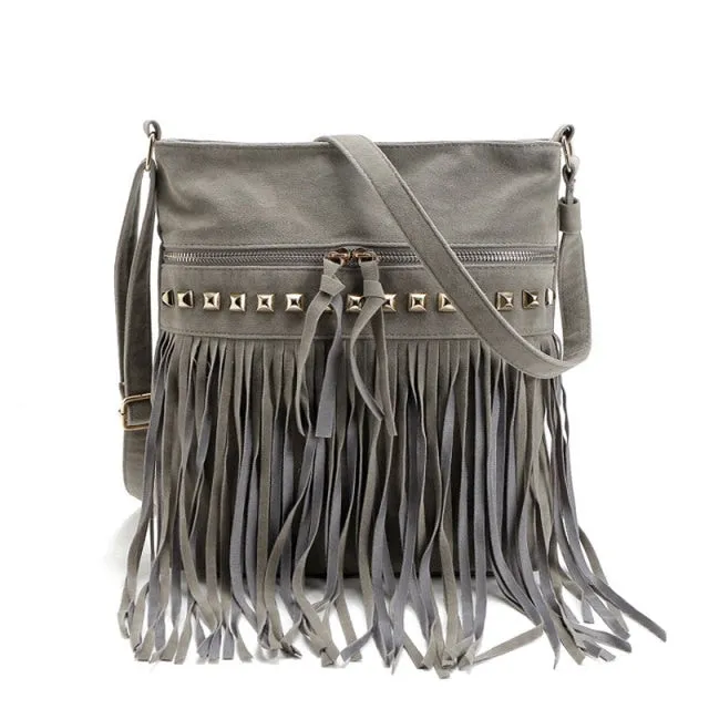 Fashion Rivet Tassel Women Bags High Quality Shoulder Messenger Bags