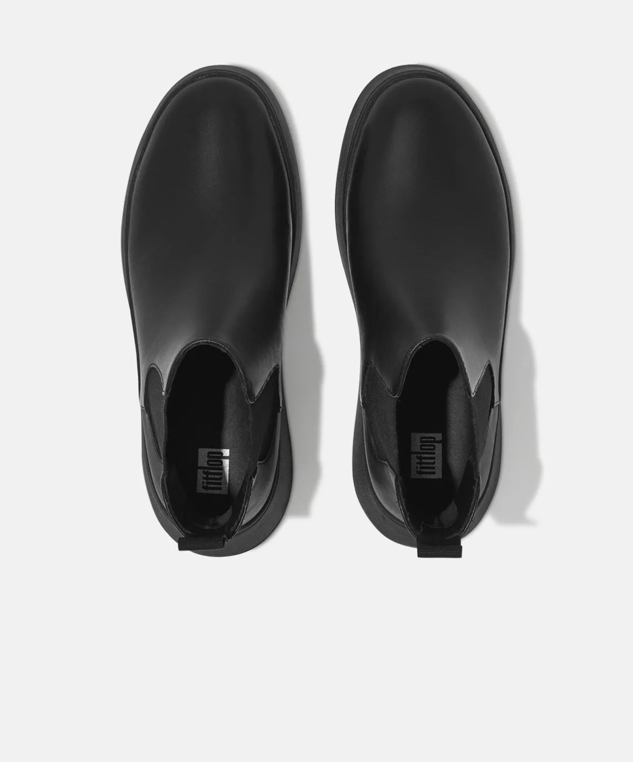 FitFlop F-mode Leather Flatform Chelsea Boots Black