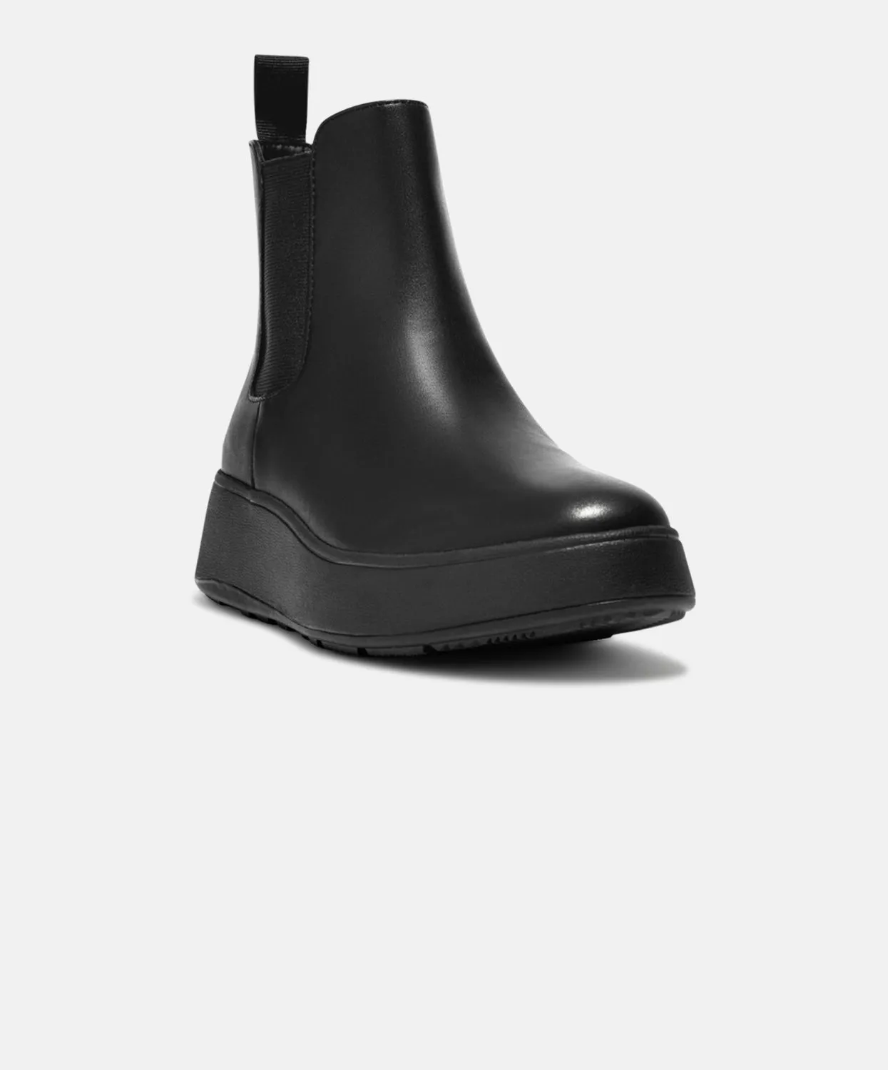 FitFlop F-mode Leather Flatform Chelsea Boots Black