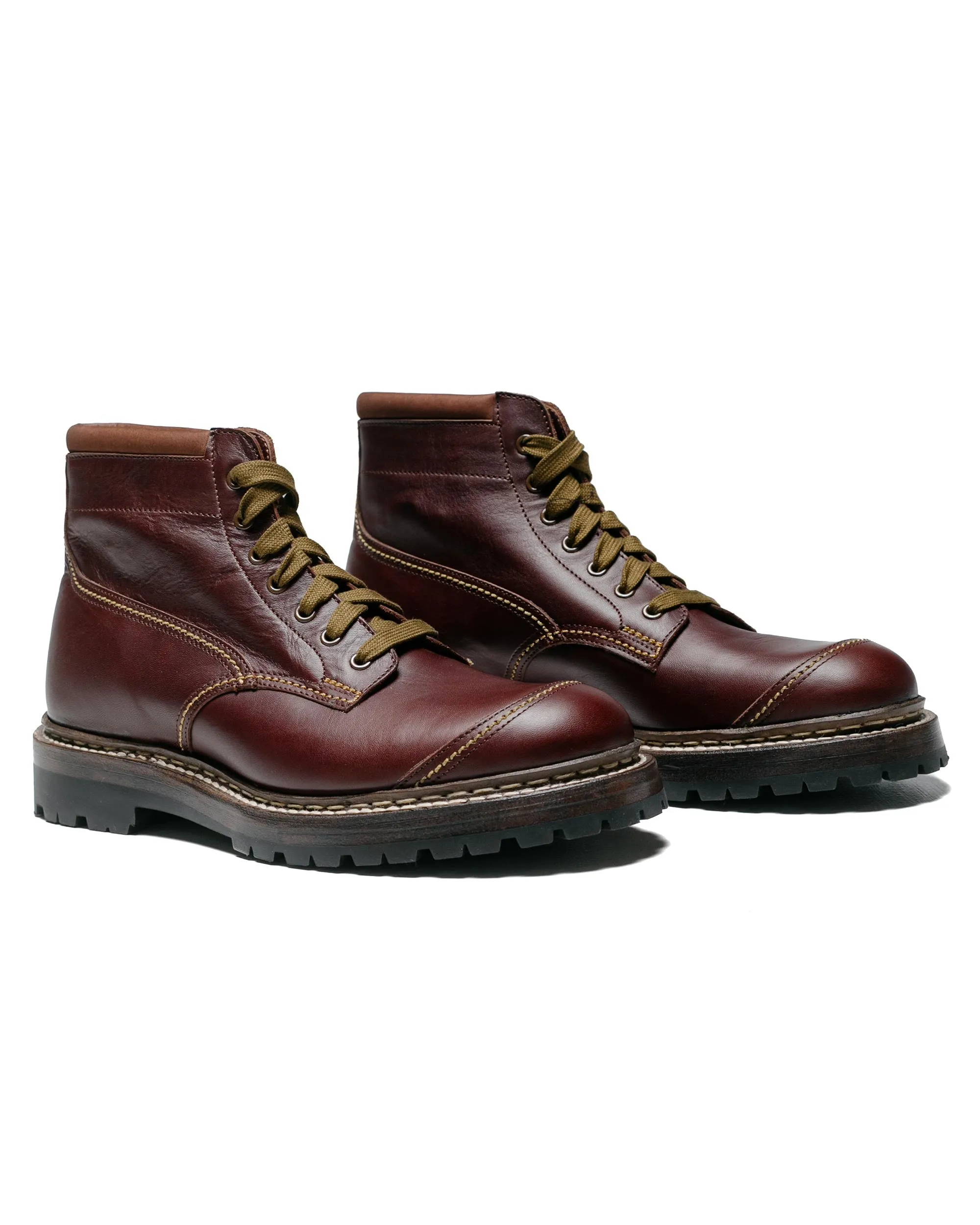 John Lofgren Bootmaker Montagna Hiking Boots Shinki Hikaku Horsehide Dark Burgundy