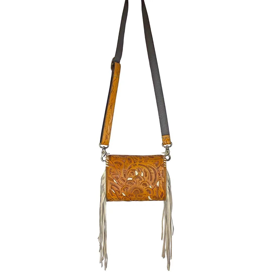 Juan Antonio Hand Tooled with Inlay Crossbody Purse