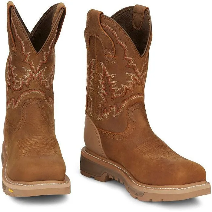 Justin Men's Montana 11 Nano Comp Toe Western Work Boot- Brown- CR2124