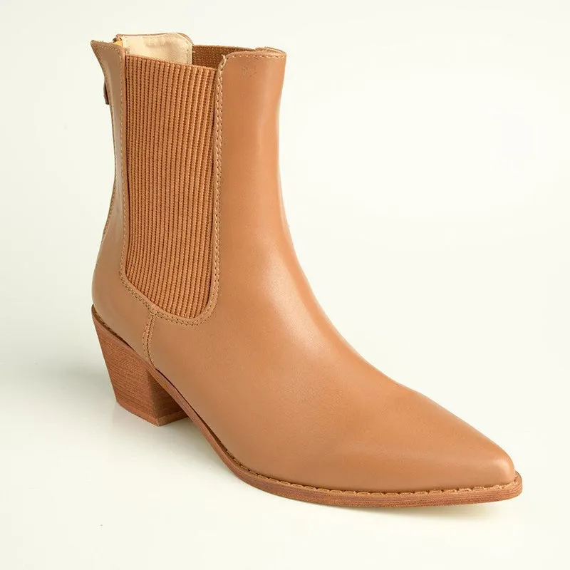 Madison Bekki Back Zip Block Heel Boot - Taupe