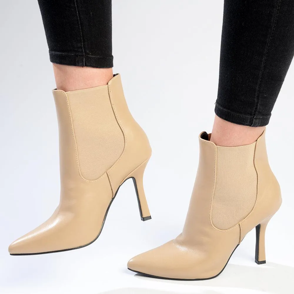 Madison Fritz Chelsea HourGlass Heel Ankle Boot -Nude