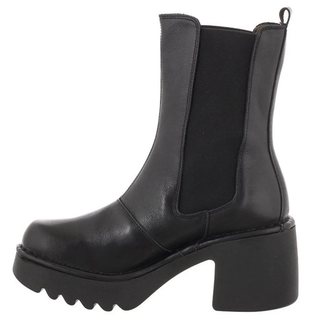 Moya251Fly Leather Women's Block Heel Chelsea Boots