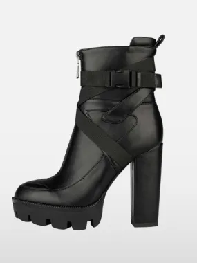 Platform Round Toe High Heel Ankle Boots