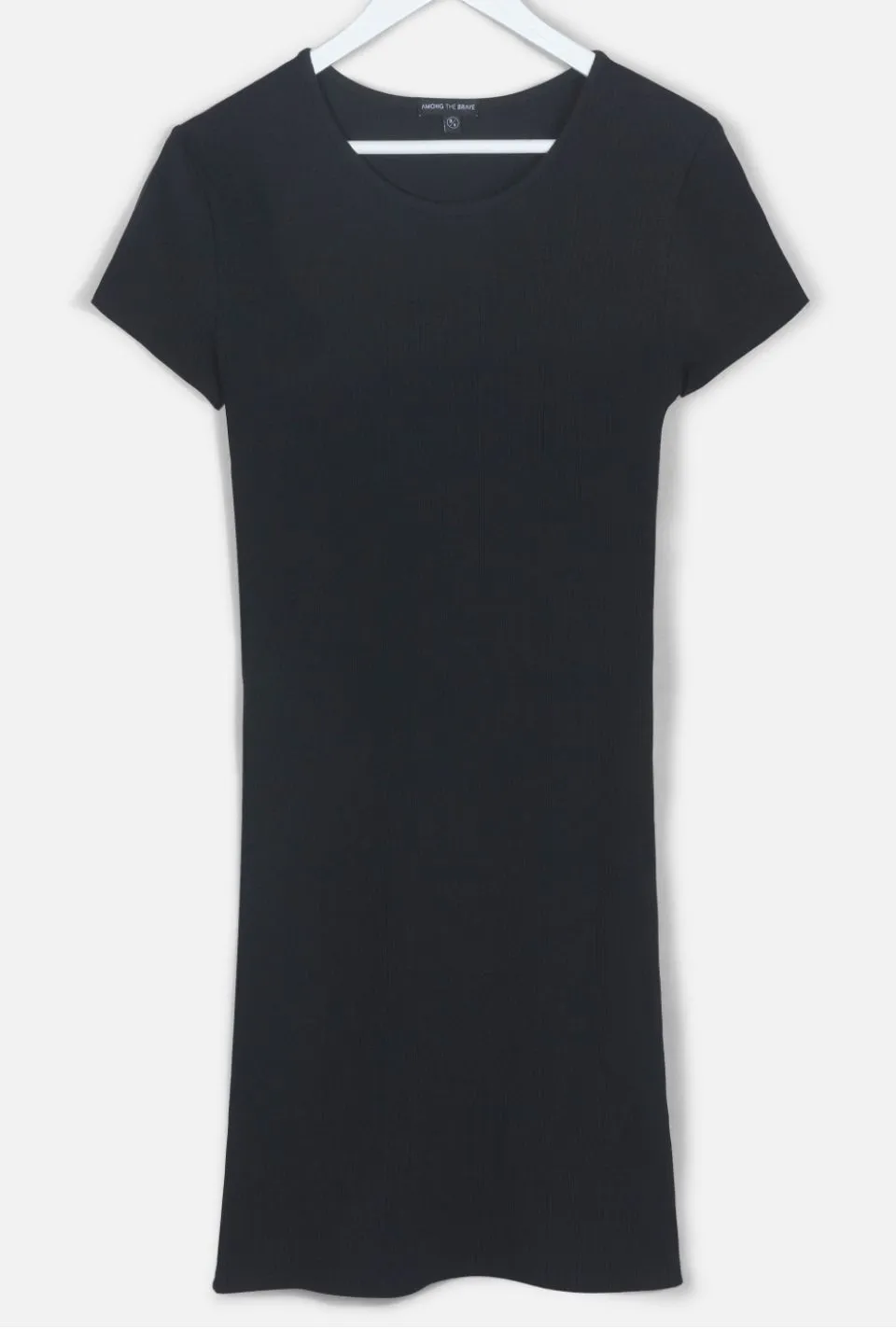 Reliable SS Round Neck Black Rib Tee Dress