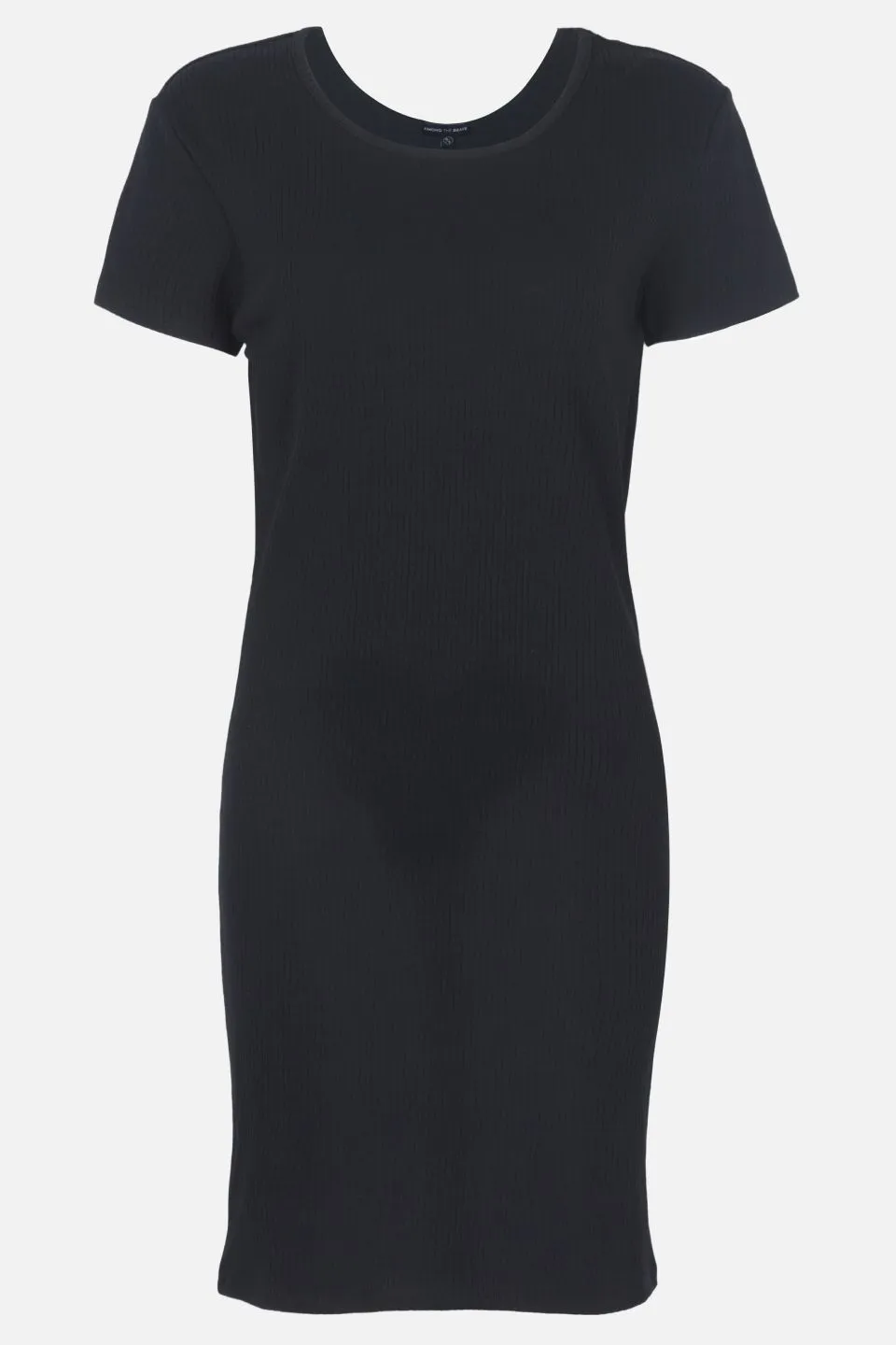 Reliable SS Round Neck Black Rib Tee Dress