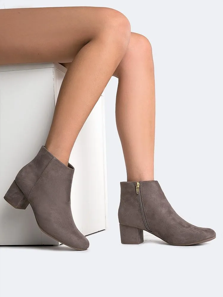 Round Toe Zip Ankle Boots all