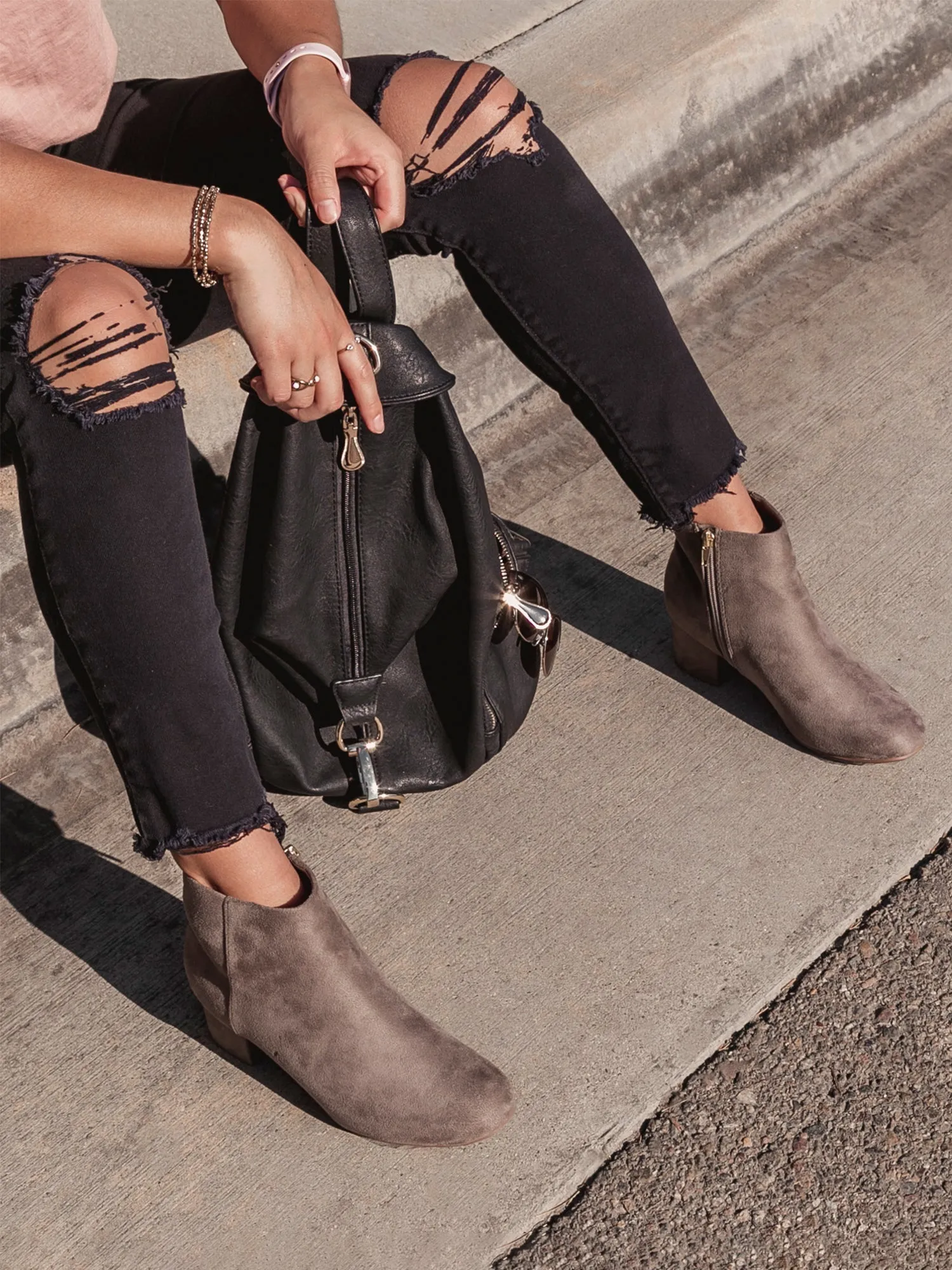 Round Toe Zip Ankle Boots all