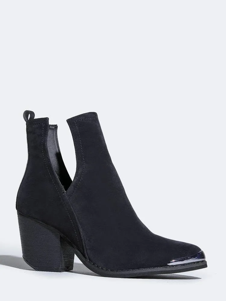 Side Cutout Metal Tip Ankle Boot