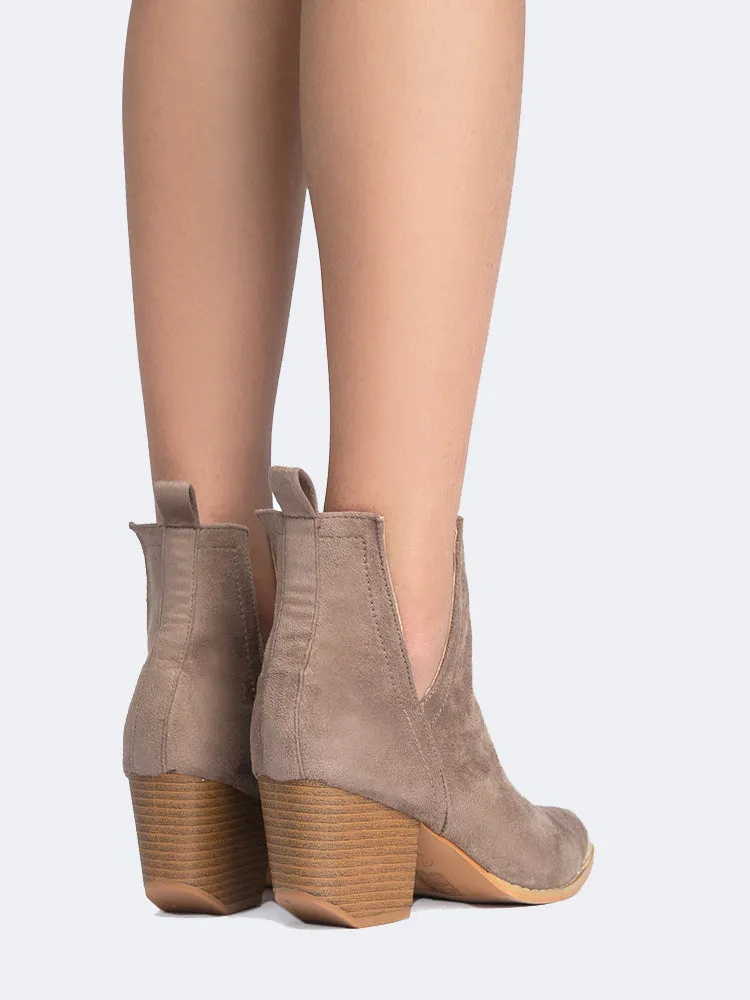 Side Cutout Metal Tip Ankle Boot