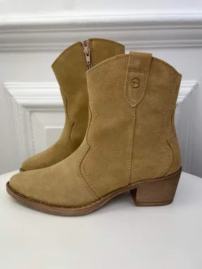 Tamaris Suede Cowboy Boots - Camel