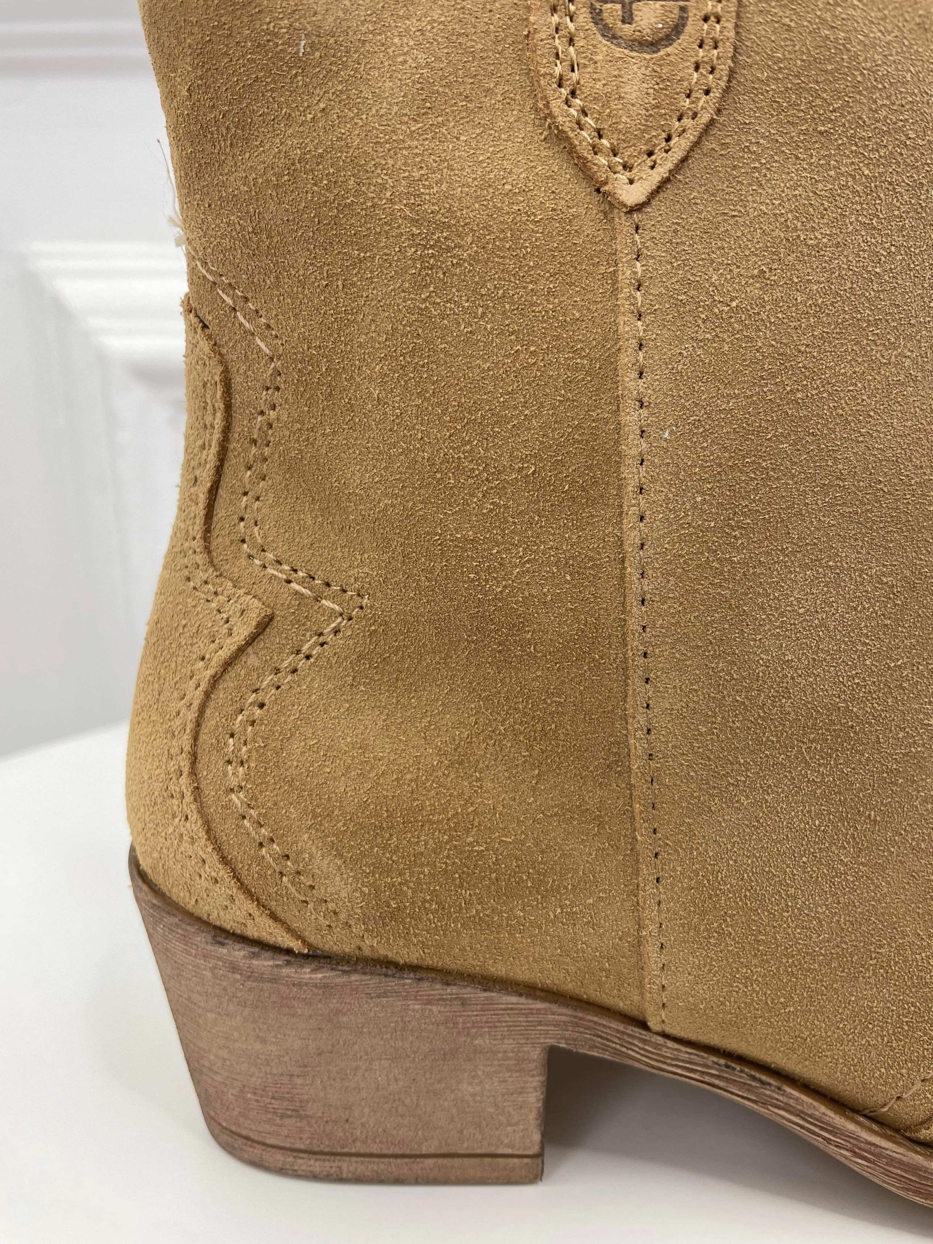 Tamaris Suede Cowboy Boots - Camel