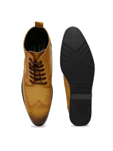 Tan Brogue Lace-ups Boots