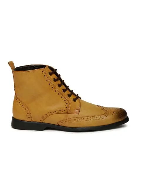 Tan Brogue Lace-ups Boots