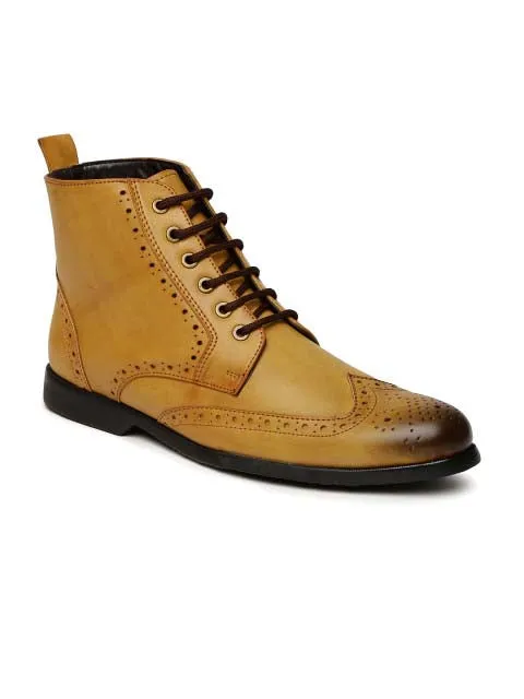 Tan Brogue Lace-ups Boots