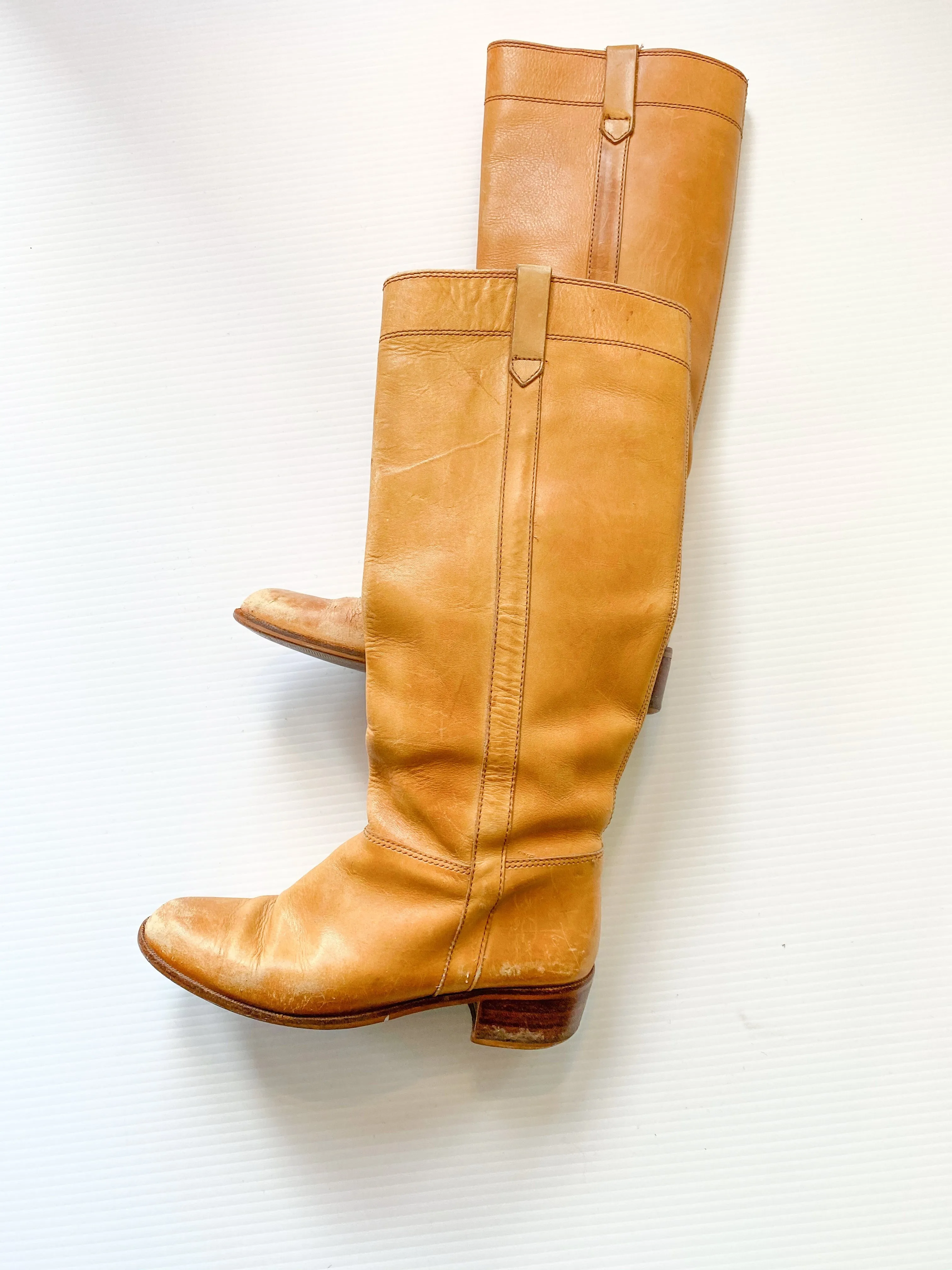 Vintage Tan Rider Leather Boots Made in Brazil