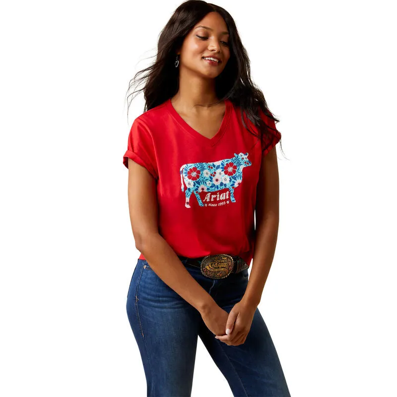 Women's Ariat Flower Cow T-Shirt